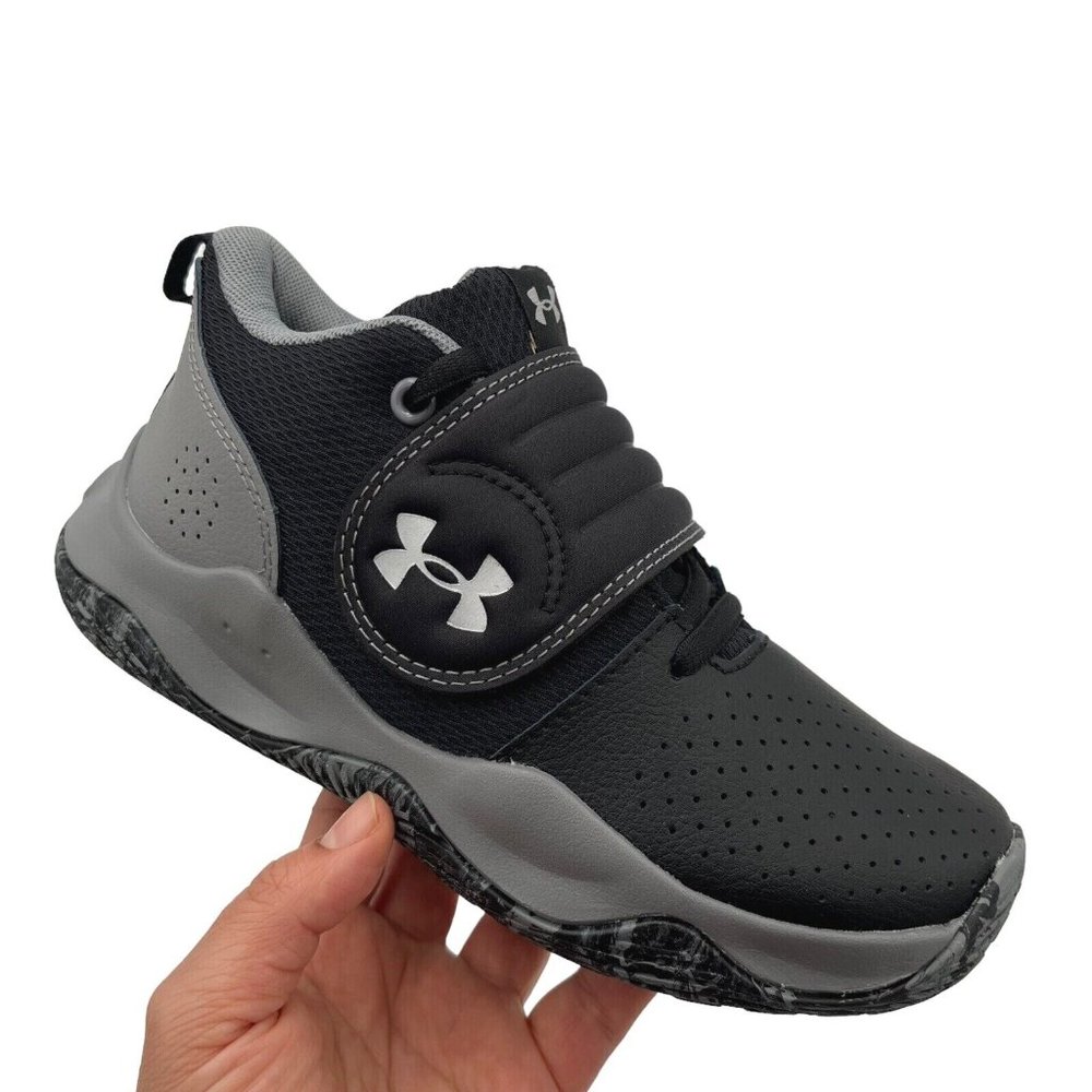 Under Armour Youth Boys Basketball Shoes Size 4Y Gray Black Lace Up Sneakers - Picture 15 of 16